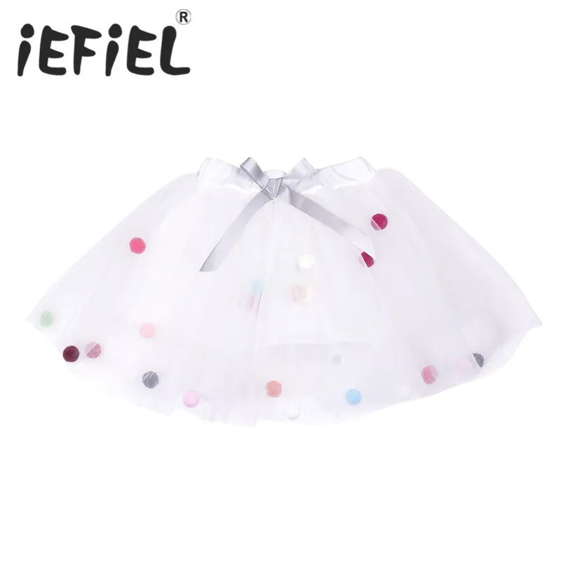 2017 белый/розовый для маленьких Обувь девочек мягкие слоев тюля Радуга pom Puff шары