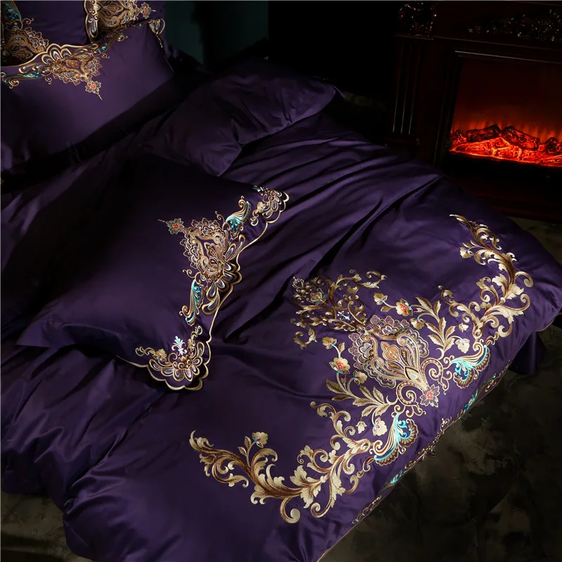 Комплект постельного белья PurpleLuxury из египетского хлопка с вышивкой королевский