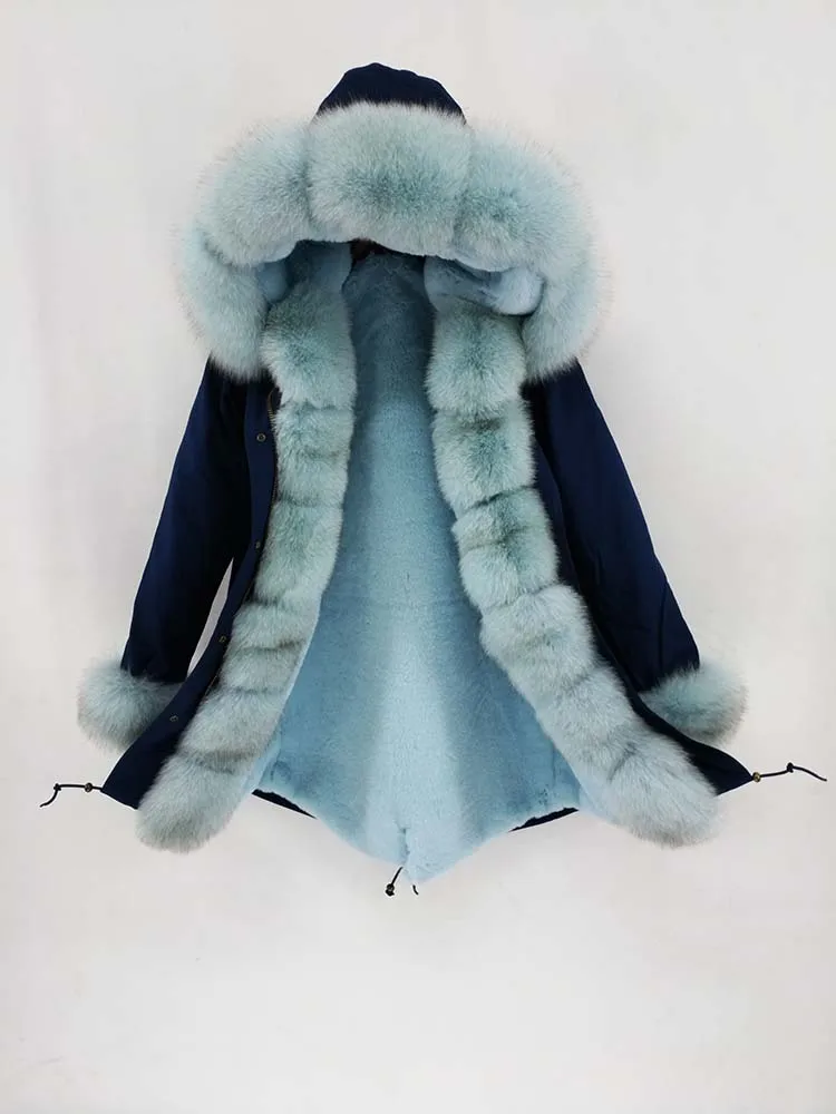 Winter Jacket Women Brand Real Fur Coat Long Parka Natural Fox Collar Hood Outerwear Luxury Thick Warm Streetwear New | Женская одежда