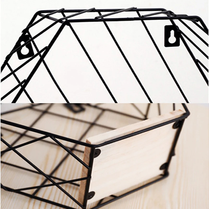 Скандинавская железная Шестигранная сетчатая настенная плавающая полка