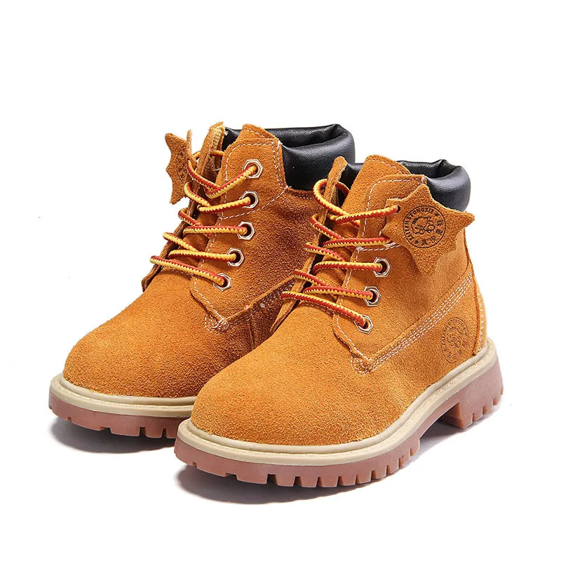 Зимние детские зимние ботинки из натуральной кожи для девочек и мальчиков теплые