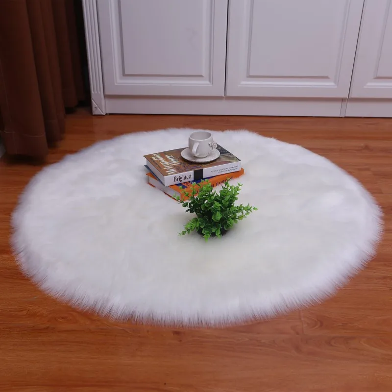 

Round Imitation Sheepskin Wool Area Rugs and Carpet for Living Room Soft Shaggy Warm Rugs Chair Cover Home Floor Mats alfombras