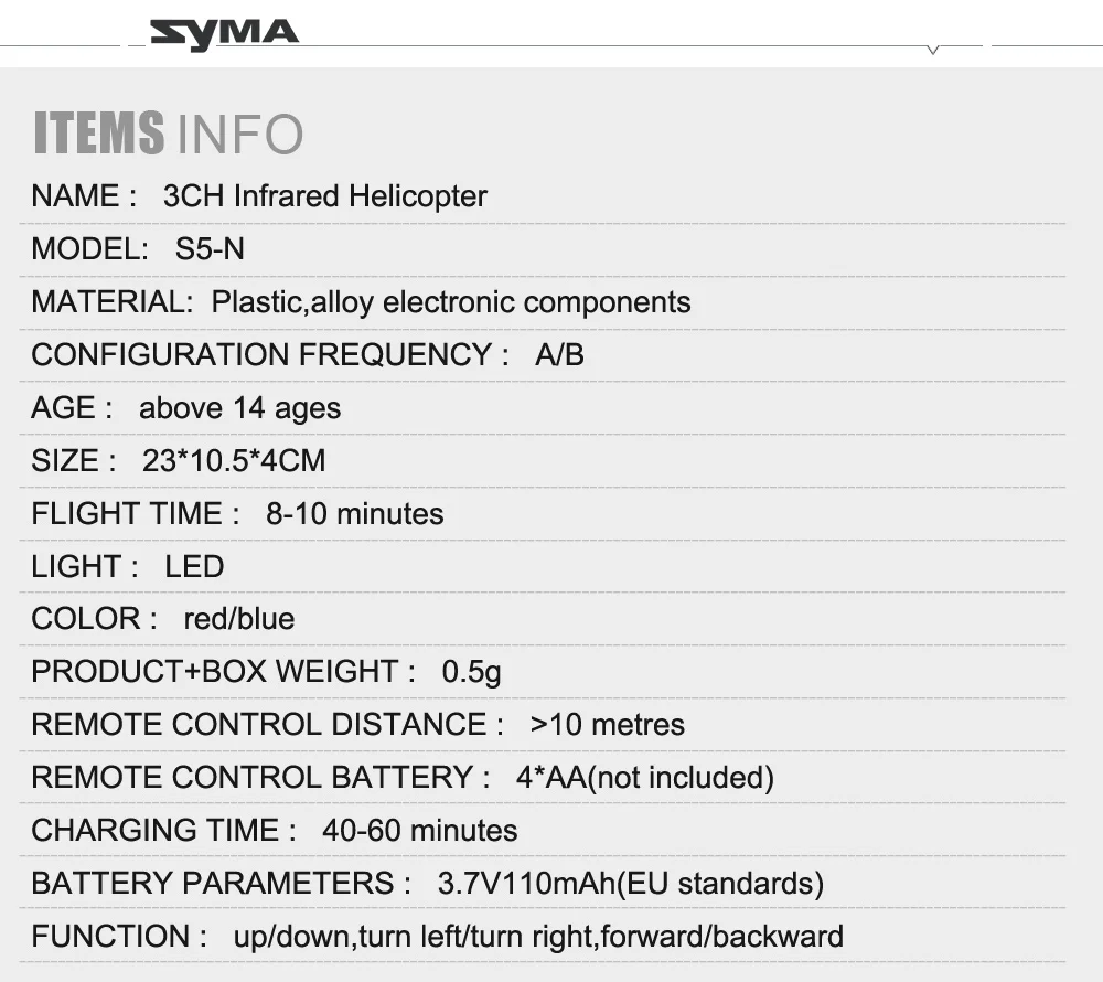 SYMA S5-N Радиоуправляемый вертолет 3CH инфракрасный с самобалансирующимся Небьющимся летательным аппаратом радиоуправляемые игрушки Детский подарок