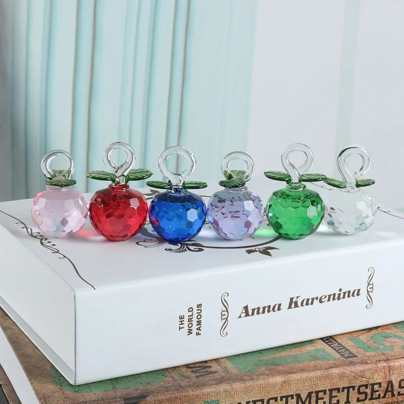 

Glass Crystal Apple Tree With 6pcs Apples Fengshui Crafts Home Decor Figurines Souvenirs Decor Ornament Home table Decor