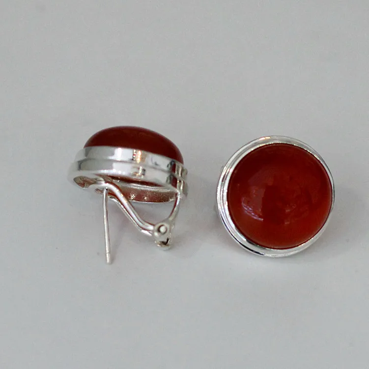 Серебряные серьги S925 серебряные инкрустированные ониксом тайские антикварные серебряные женские модели простой ушной пряжки модный стиль