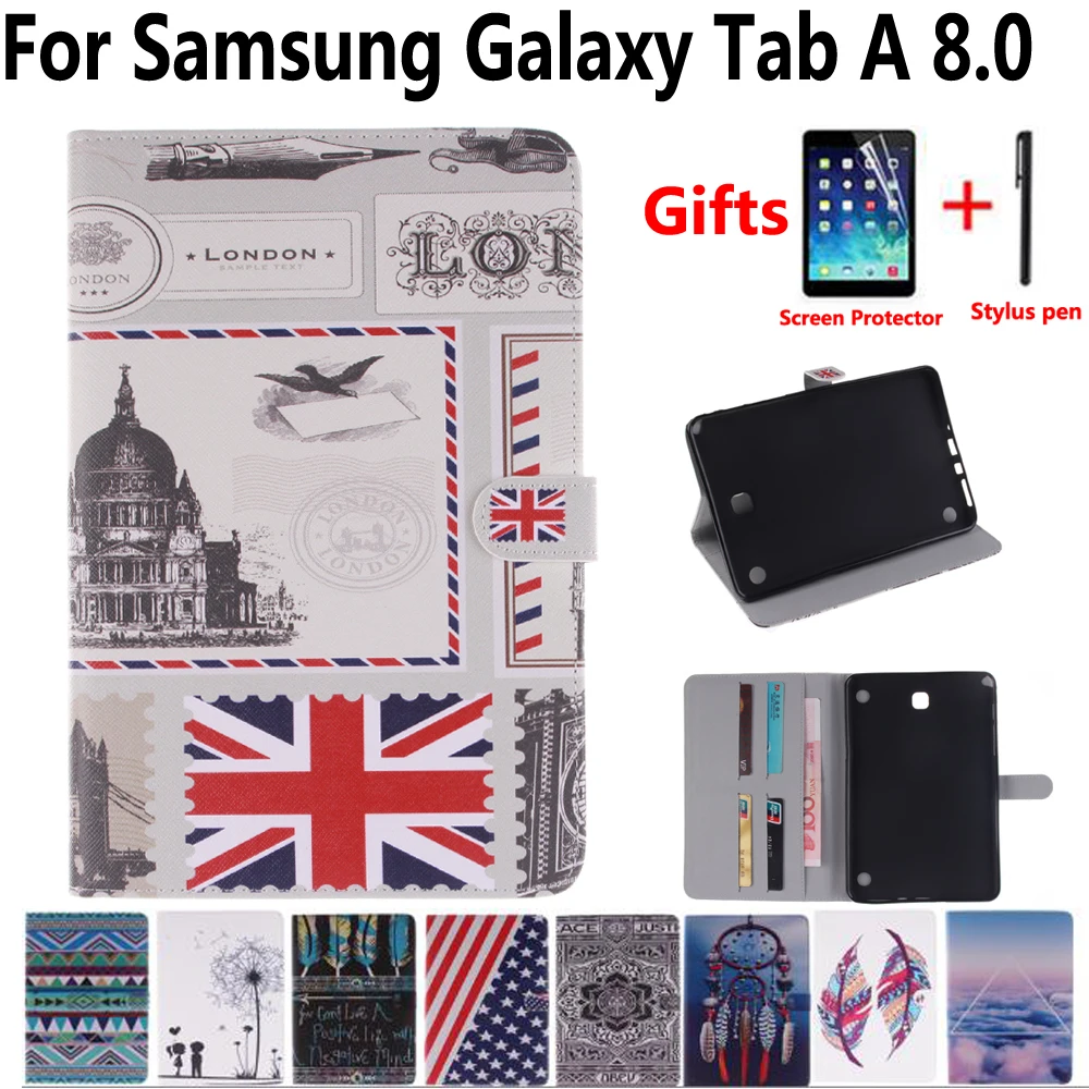 Чехол для планшета чехол Samsung Galaxy Tab A 8 0 T350 T355 P350 P355 смарт с флагом и цветком +