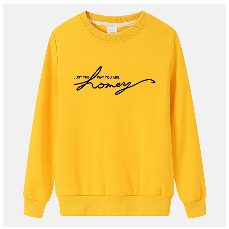 Корейский большой толстовки с буквами Толстовка Honey 4xl Poleron Mujer 2019 синий и желтый