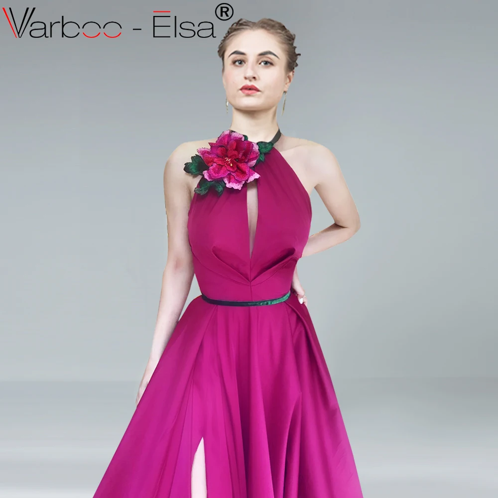 VARBOO_ELSA vestido longo элегантное розовое красное вечернее платье без рукавов с лямкой на
