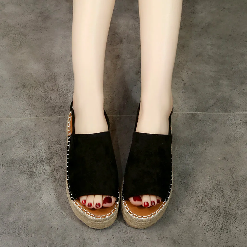YOUYEDIAN/женские плетеные босоножки на толстой плоской платформе с открытым носком