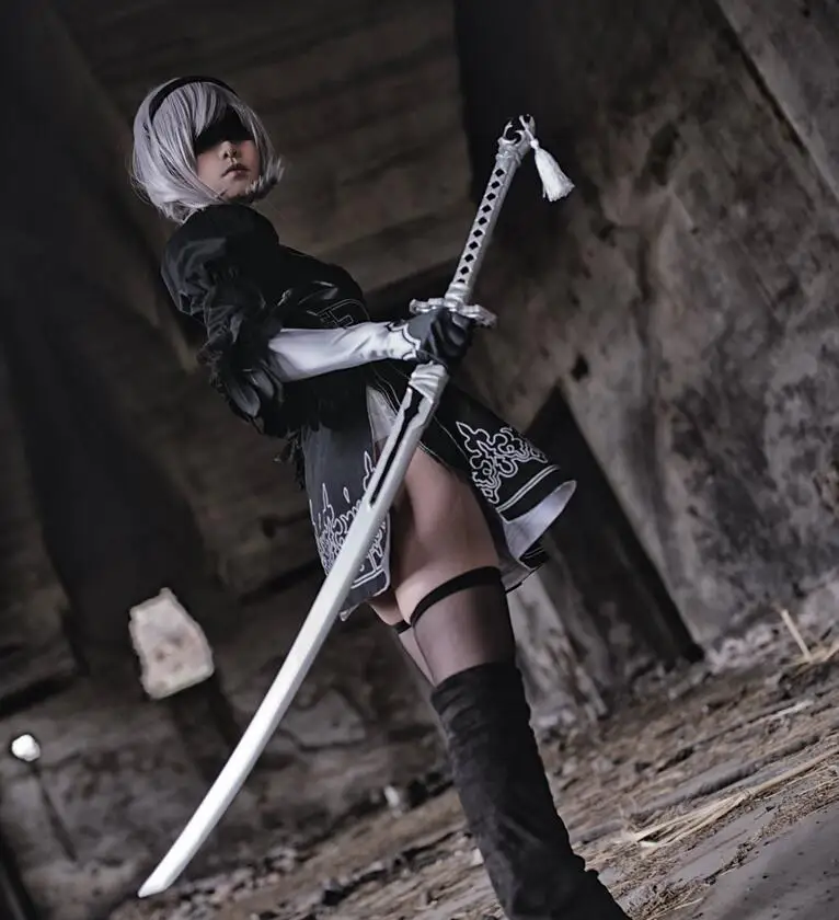 Nier Automata Yorha 2B Cosplay Suit Anime Women Outfit Disguise Costume Set Fancy Halloween Girls Party Black Dress