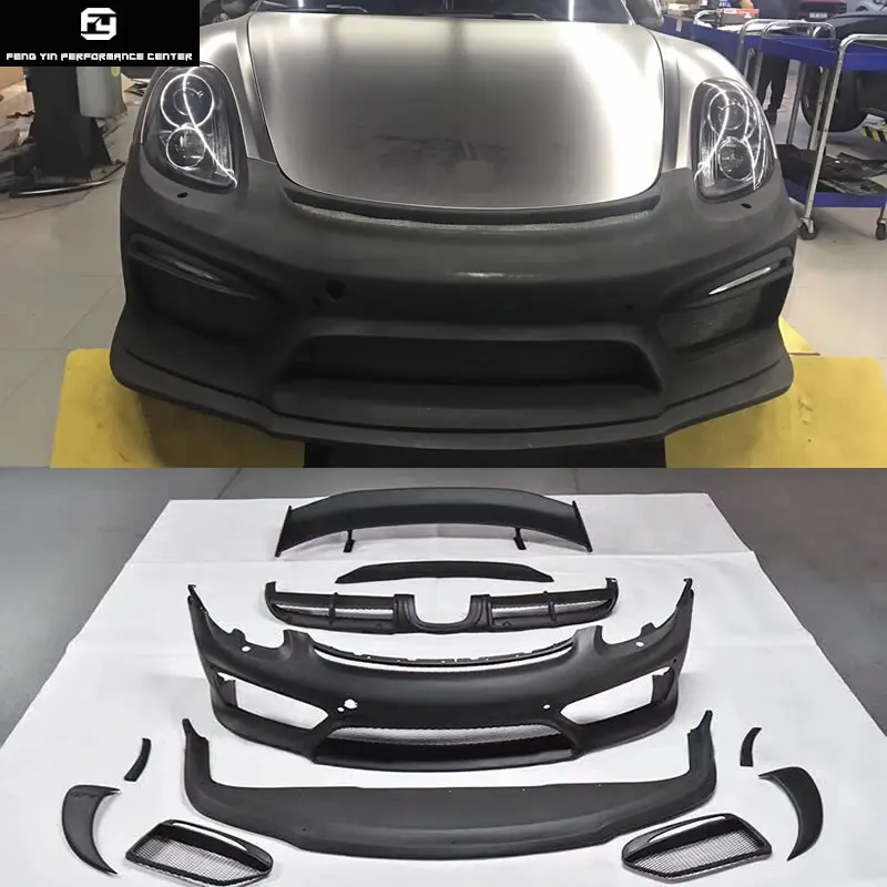 981 GT4 стиль FRP передний бампер задний диффузор задние крылья спойлера ДЛЯ Porsche Boxster Cayman 981 изменение GT4 автомобильный комплект кузова