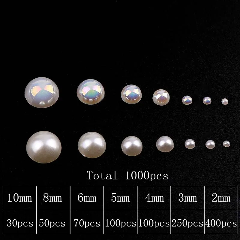 Блестящие кристаллы AB Стразы для дизайна ногтей имитация жемчуга полукруглая