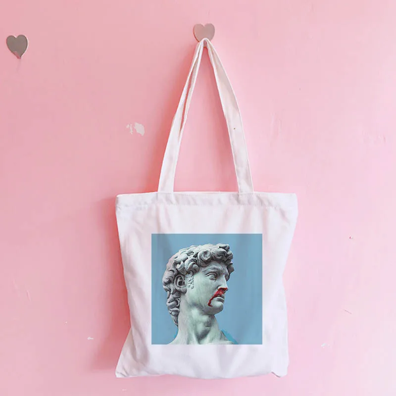 Женская Холщовая Сумка Vaporwave белая винтажная сумка через плечо с принтом Давида в