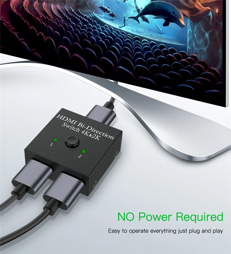 HDMI сплиттер 2x1 1x2 UHD 4K двухнаправленный HDMI 2,0 переключатель сплиттер концентратор HDCP 3D HD ТВ конвертер адаптер для PS4/3 ТВ коробка