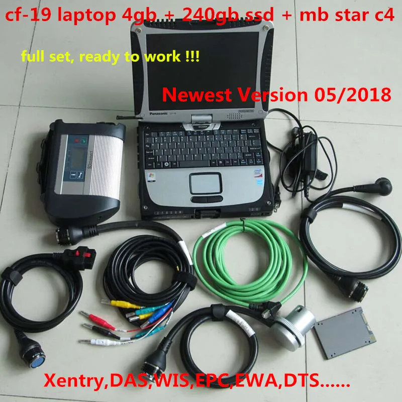 12/2018 МБ компактная Диагностика MB Star C4 + ноутбук cf19 4 Гб SSD подключение WIFI SD полный