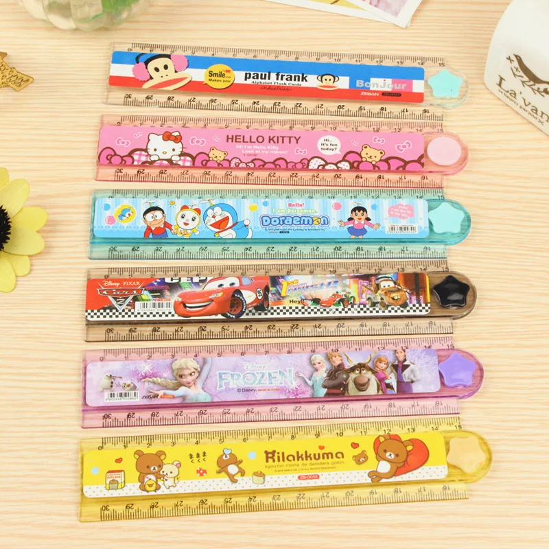 3 шт./лот детская многофункциональная мультяшная пластиковая линейка для
