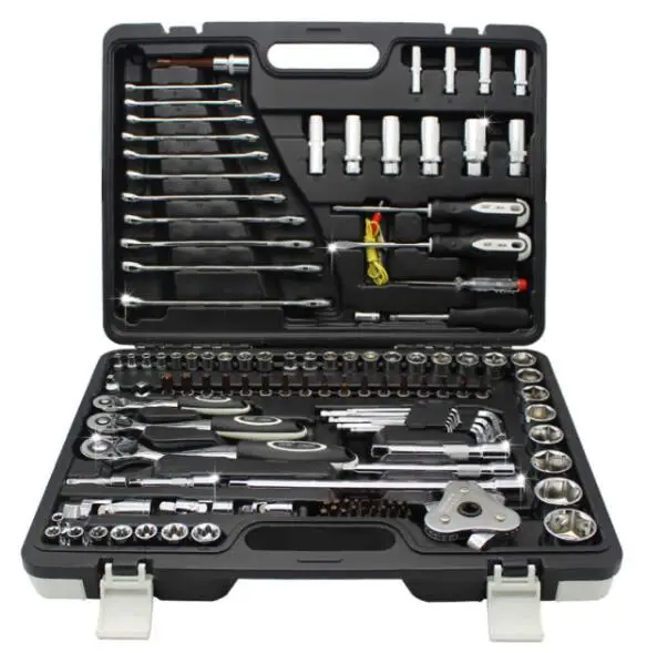 123PCS Ratchet Socket Wrench Set Mechanic Tool Kits Car Repair Toolbox Universal Multifunctional Auto Repair Car Combination