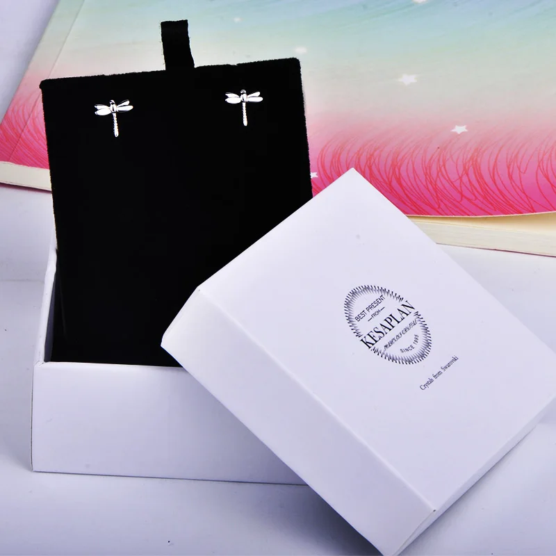 Funmor Стрекоза 925 Стерлинговое Серебро Изысканные серьги гвоздики ювелирные