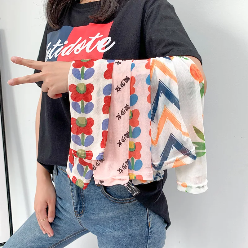 

Fashion Ice Silk Cold Fruit Flowers Print Sun Gloves Half Finger Fingerless Driving Arm Warmers Sports Sunscreen Long Sleeve C31