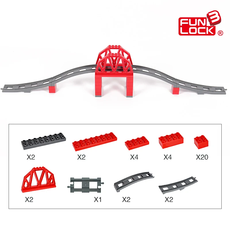 

Funlock Duplo 39pcs Toys Train Bridge Building Blocks Set for Kids Creative Educational Train Tracks Bricks for Children
