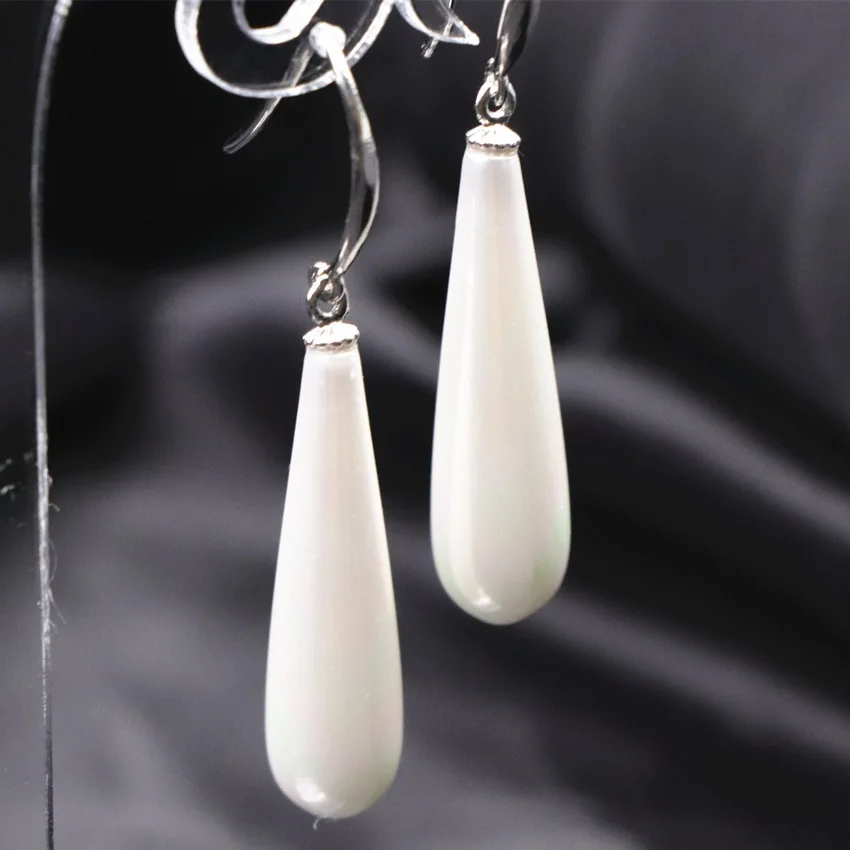 Charming Women Earrings Natural White Shell Long Dangle Fashion Water Drop Eardrop Party Weddings Gifts Jewelry A677 | Украшения и