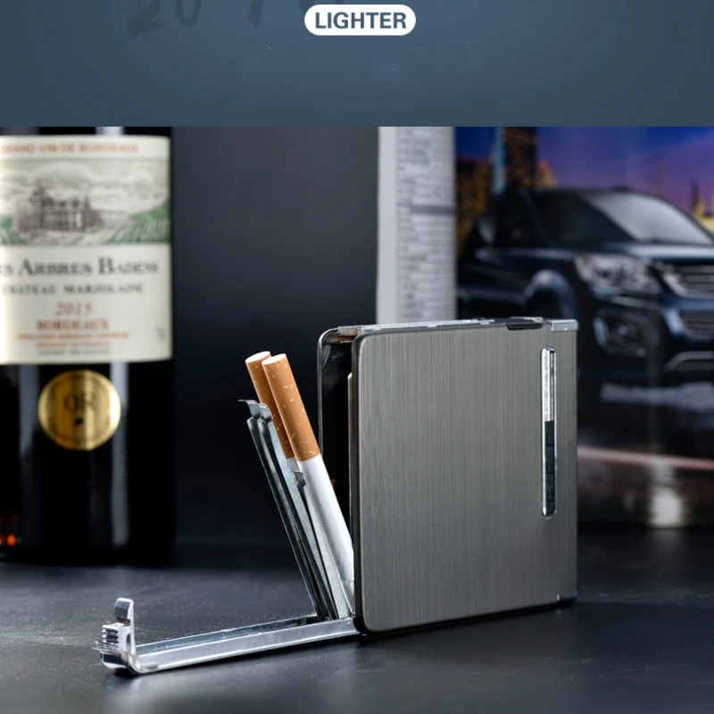 Чехол для 20 сигарет тонкая металлическая Автоматическая сигарета USB