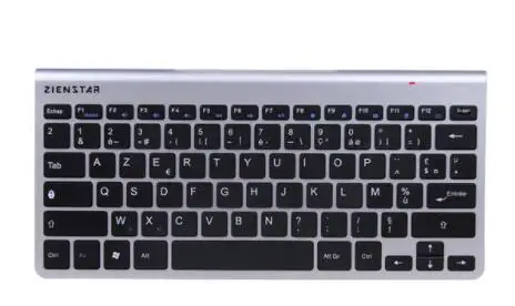 French Silver Black Zienstar ультра тонкая 2,4 ГГц Беспроводная клавиатура для Macbook/PC компьютера/ноутбука/Smart tv с usb-приемником, английский/Fr/Испанский/Ru - Цвет: French Silver Black