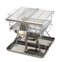 large folding grill portable thickened barbecue rack outdoor charcoal oven stainless steel chassis