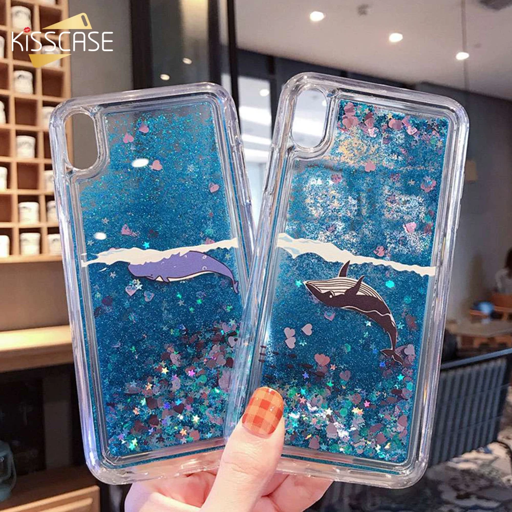 KISSCASE Whale Quicksand Case For Xiaomi 8 Lite 9 SE A2 6X Max 3 Liquid Phone Redmi Note 7 5 Plus 6 6A Cover Fundas |