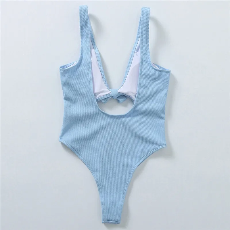 Высокая нога вырезанный купальник с бантом текстурированный Цельный
