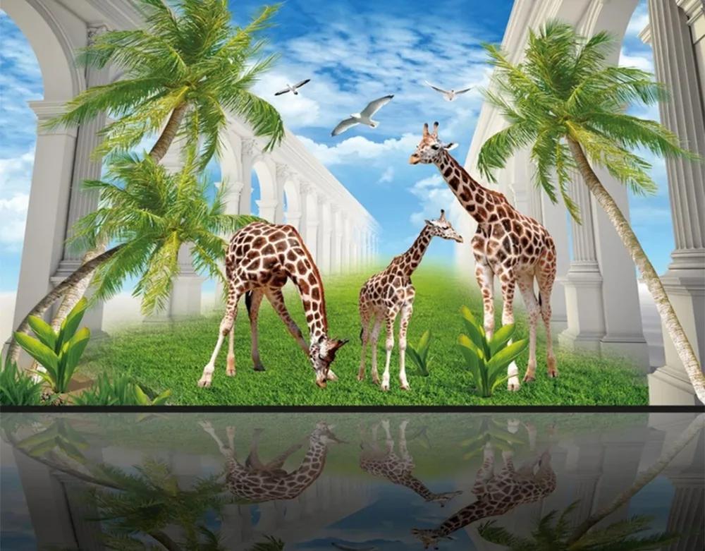 Пользовательские Настенные обои любого размера любит 3D жираф фон для телевизора