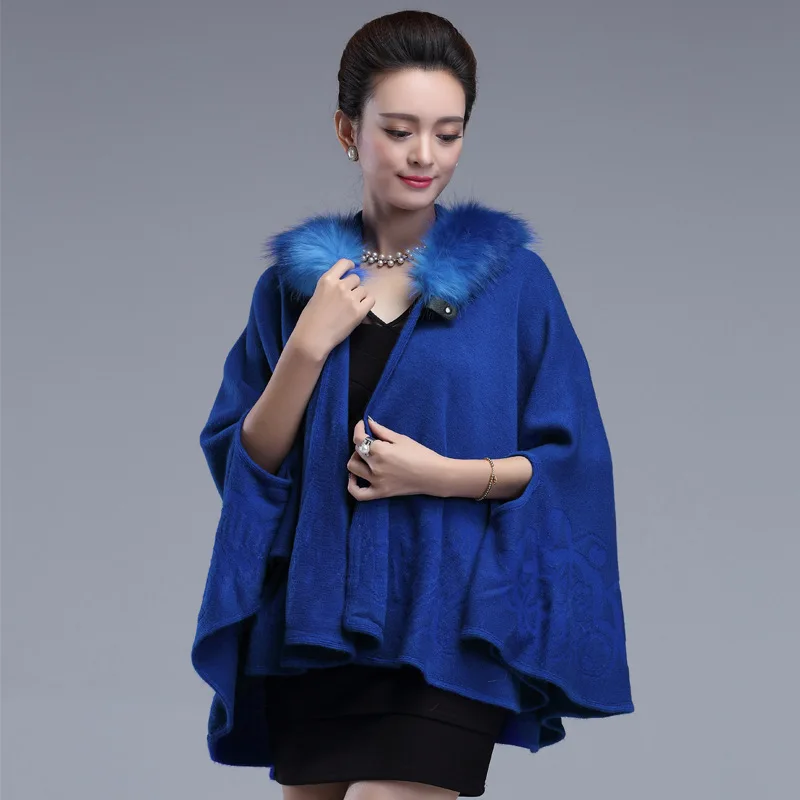SC128 2017 зимняя теплая Женская шаль из искусственного лисьего меха|shawl women|royal blue