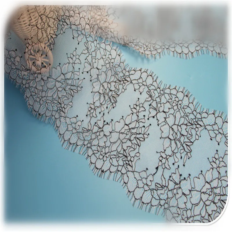 

3M/ lot Eyelash Lace Fabric 16.5cm DIY Decorative High Quality Soft Off Nylon Eyelash Lace Trim Wedding Dress Fabric