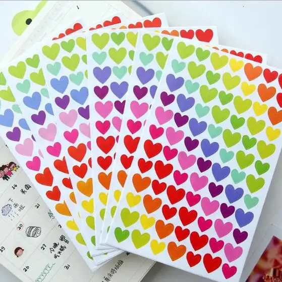 

9.5*15CM Colorful Cute Love Heart Dot Five Pointed Star Decoration Scrapbooking Paper Stickers Stationery YH945