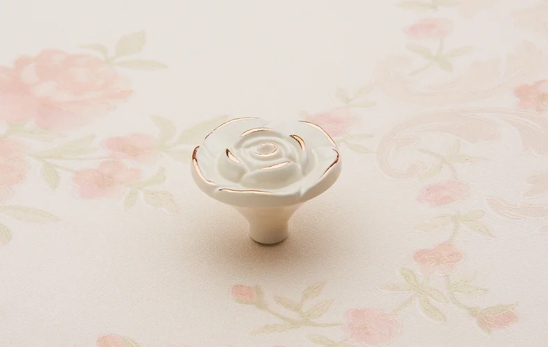 2 шт. розовые ручки для ящиков Lvory белый и золотой цветок ручка ящика шкафа