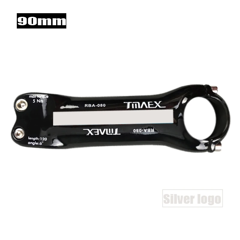 Silvery 90mm TMAEX углеродный стержень, полностью углеродный велосипедный стержень, светильник для шоссейного велосипеда, вес руля MTB, 6 градусов и 31,8 мм, Аксессуары для велосипеда, ультра светильник - Цвет: Silvery 90mm
