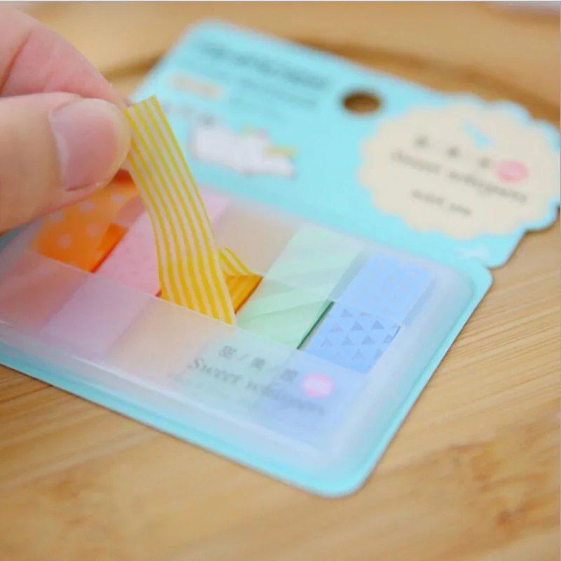 Милый кавайный цветной ПЭТ блокнот для заметок Липкие заметки Скрапбукинг