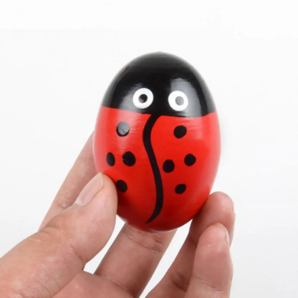 Красочные Orff яйцо форма детский колокольчик деревянная погремушка круглые