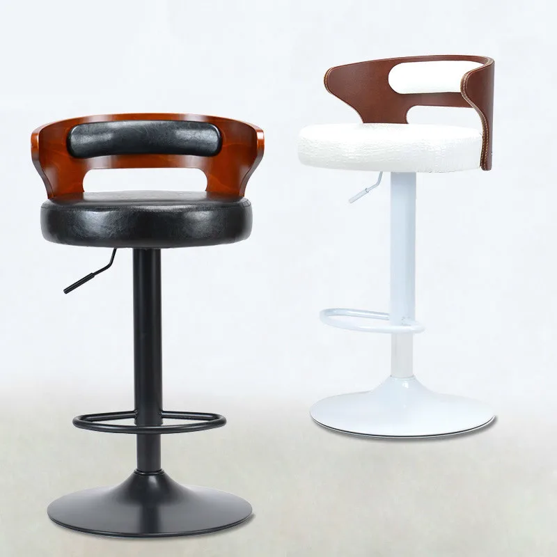 Простой металлический и деревянный барный стул подъемный поворотный с
