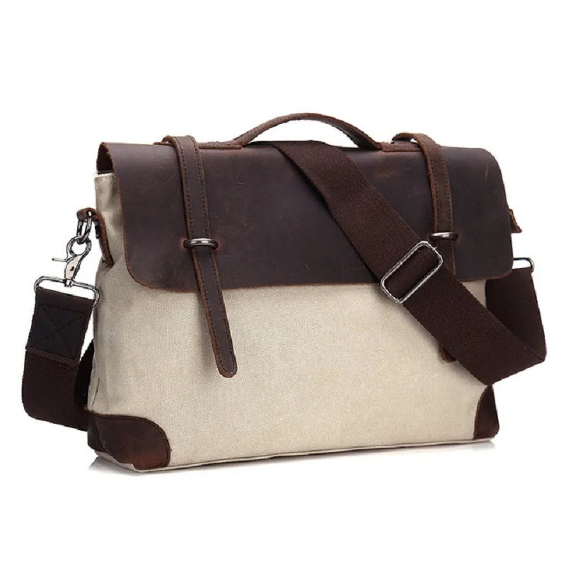 

M277 Vintage Unisex Canvas Messenger Bag Horse Crazy Leather Soft Bags School Bag Lock Military Hangbags Messenger Bags