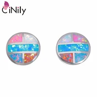 cinily created multi colors fire opal silver plated wholesale hot sell for women wedding stud earrings 12mm oh4500