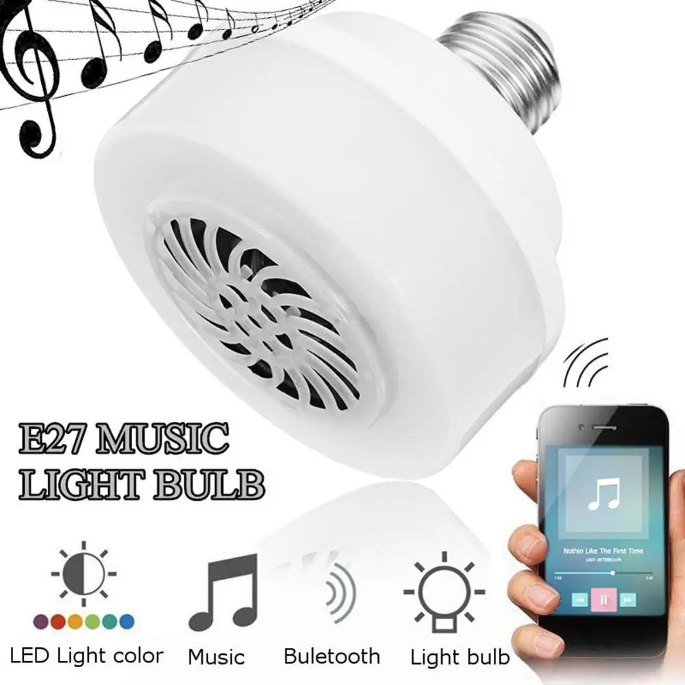 Светодиодная музыкальная лампа E27 LED беспроводной свет лампы bluetooth динамик RGB