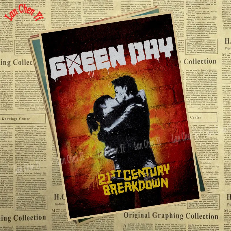 Зеленый день группа Ретро плакат, крафт-бумага панк-рок плакат музыкальной звезды кафе бар декоративный настенный плакат