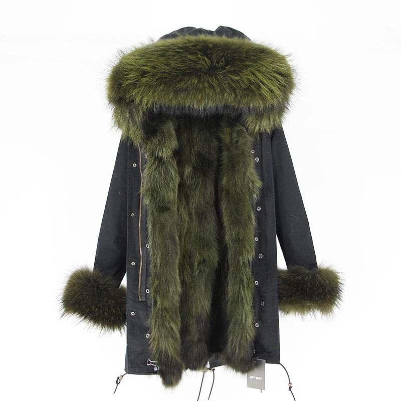 OFTBUY 2019new parkas зимняя куртка женская парка натуральный мех пальто натуральный большой енот меховой воротник Лисий меховой вкладыш