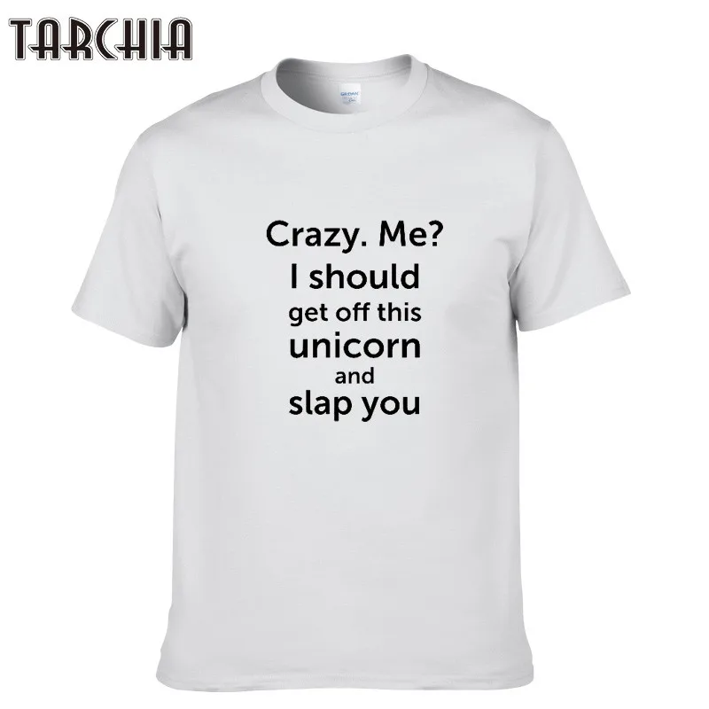 Футболка TARCHIA Мужская брендовая Мода 2018 футболка с принтом CRAZY ME повседневные