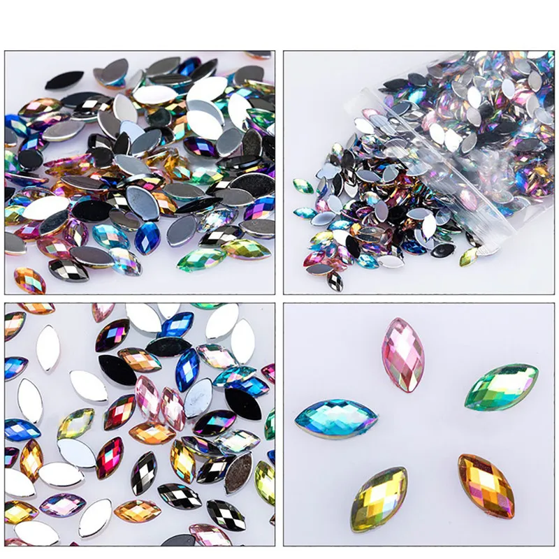 500 шт блестящие стразы «лошадиный глаз» Bling 3D дизайн ногтей Декоративный Клей DIY маникюрные Советы акриловые УФ ногти алмазное украшение# F