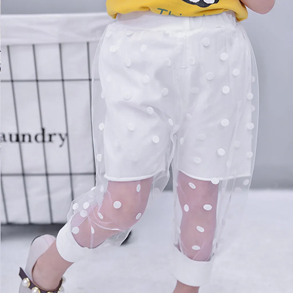 SAGACE/сетчатые кружевные брюки для малышей Летние фатиновые в горошек девочек