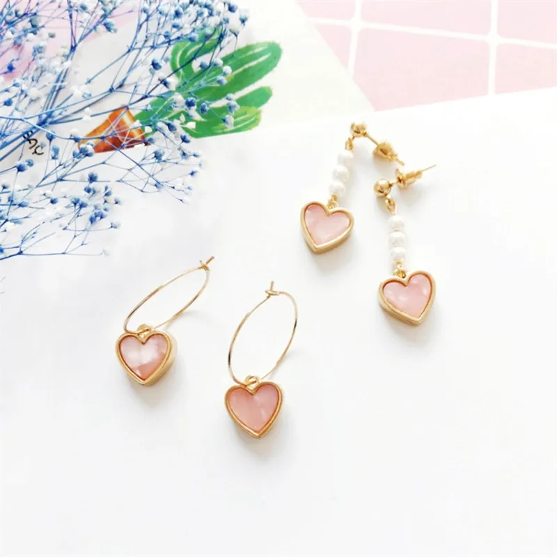 Японский и корейский милый розовый гвоздик в форме сердца для девушек