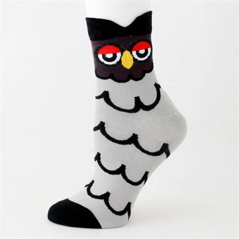 MYORED women cotton 3D owl socks cute cartoon party holidiay sock girls ladies halloween Meias gift sock 5pairs/Lot