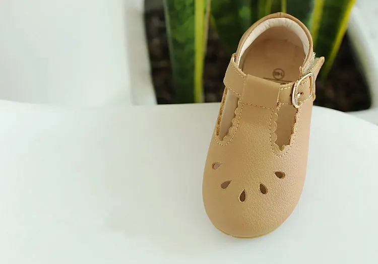 apricot Из натуральной кожи полые капли воды детская повседневная обувь для девочек туфли на плоской подошве туфли принцессы - Цвет: apricot